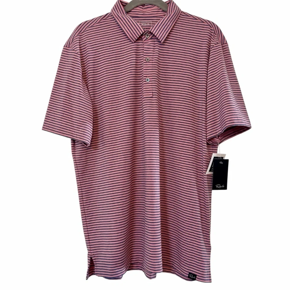 Rails Merced Golf Polo Shirt Mens Size Large Hibiscus Mirage Stripe NWT - Picture 2 of 16